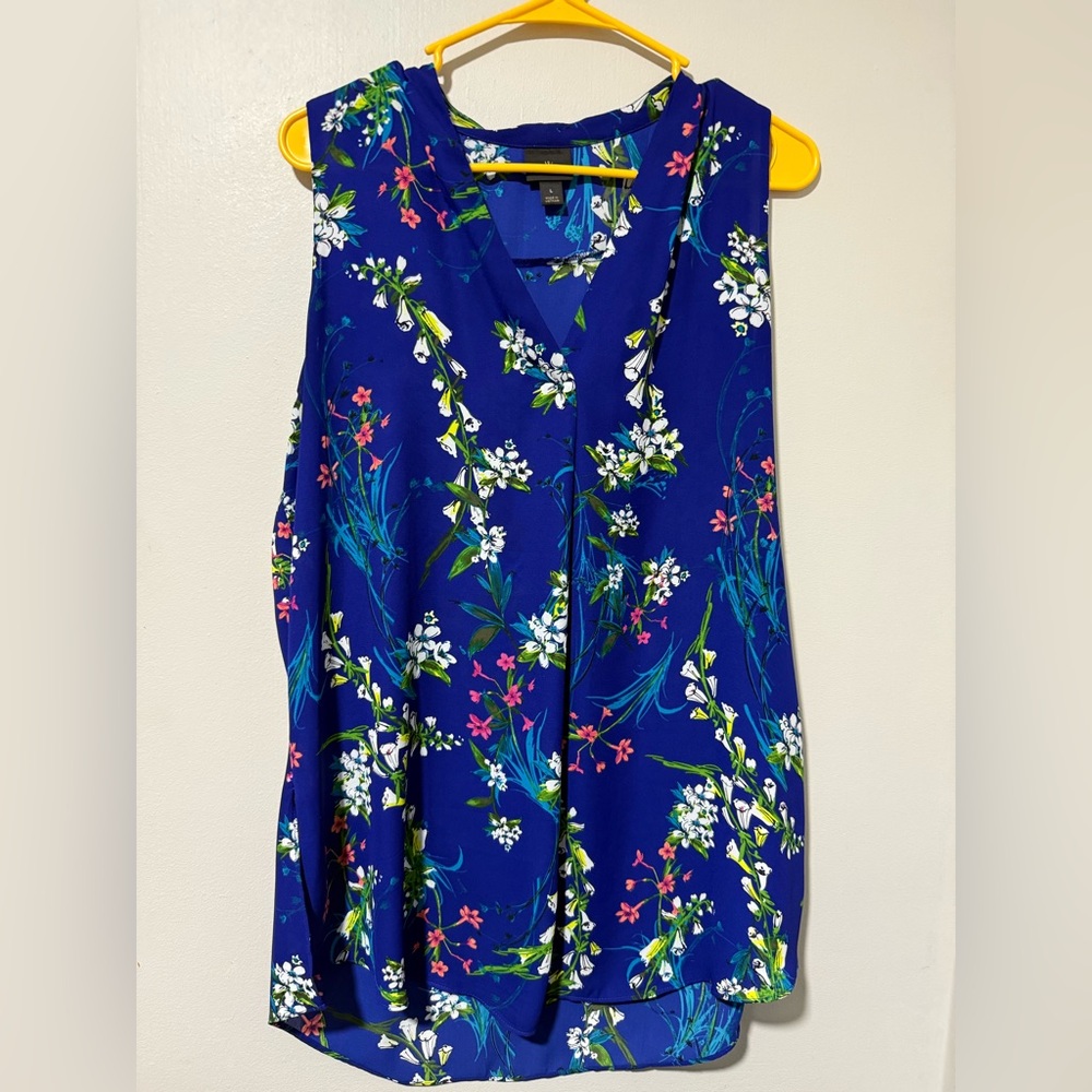 Worthington Floral Sleeveless Blouse - Blue and Green